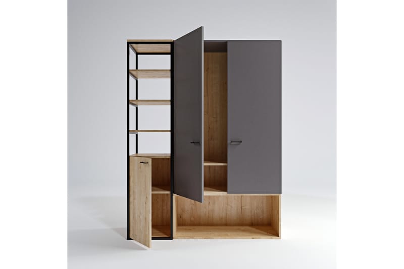 SANDVIC Garderob 144x40 cm Antracit/Natur - Förvaring - Sko- & klädförvaring - Garderober & garderobssystem