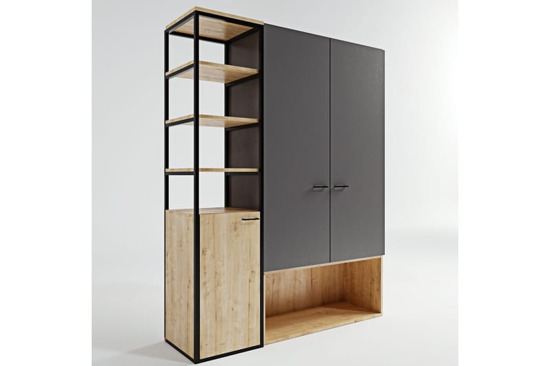 SANDVIC Garderob 144x40 cm Antracit/Natur - Förvaring - Sko- & klädförvaring - Garderober & garderobssystem