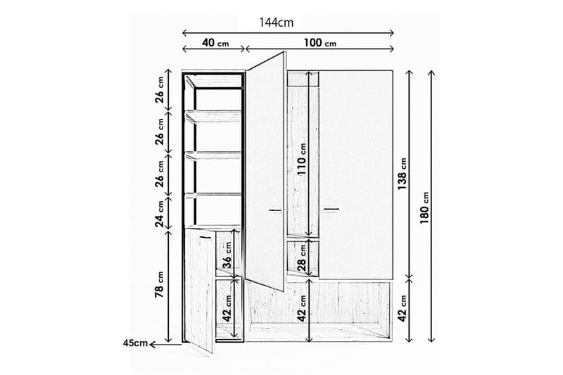 SANDVIC Garderob 144x40 cm Antracit/Natur - Förvaring - Sko- & klädförvaring - Garderober & garderobssystem