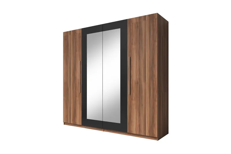 SHERLY Garderob Trä/Svart, Trä/Svart