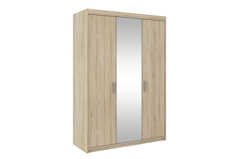 SHOGO Garderob med Spegel 133 cm Trä/natur - Sonoma Ek - Garderober & garderobssystem