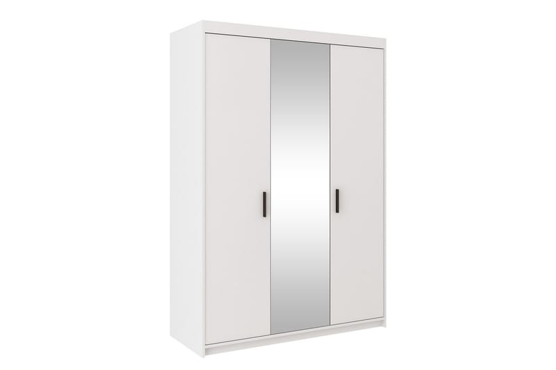 SHOGO Garderob med Spegel 133 cm Vit - Vit - Garderober & garderobssystem