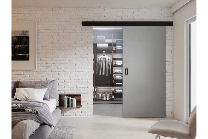 SIDJA Skjutdörr 90 cm Grafit - Förvaring - Sko- & klädförvaring - Garderober & garderobssystem - Garderobsdörr - Skjutdörrar garderob