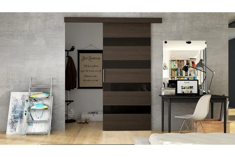 Skjutdörr MARTI, Brun/Svart