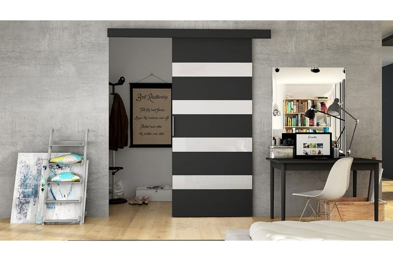 Skjutdörr MARTI, Svart/Vit