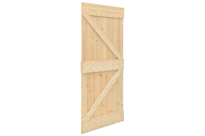 Skjutdörr med beslag 100x210 cm massiv furu - Brun - Förvaring - Sko- & klädförvaring - Garderober & garderobssystem