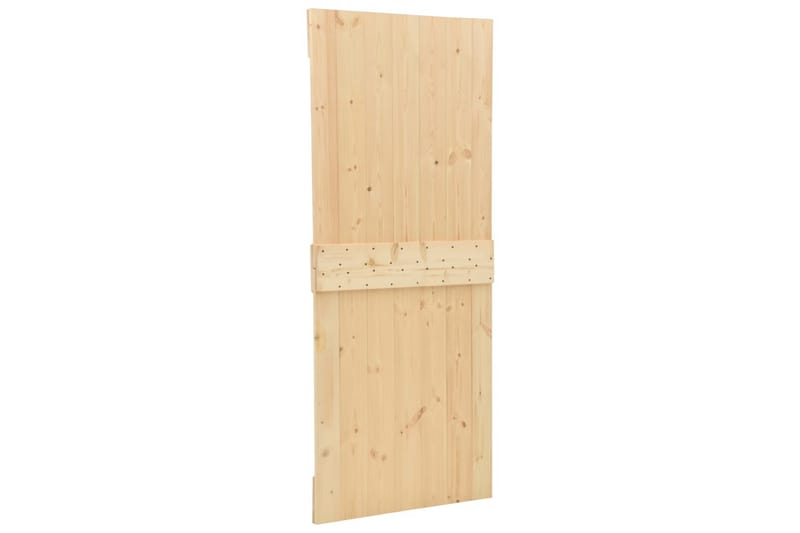 Skjutdörr med beslag 100x210 cm massiv furu - Brun - Förvaring - Sko- & klädförvaring - Garderober & garderobssystem