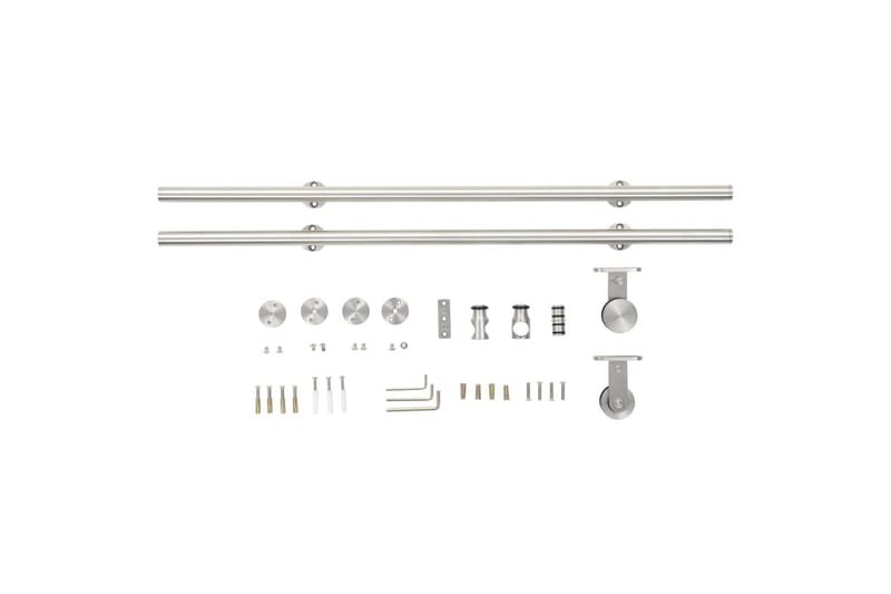 Skjutdörrsbeslag 183 cm rostfritt stål silver - Silver - Förvaring - Sko- & klädförvaring - Garderober & garderobssystem