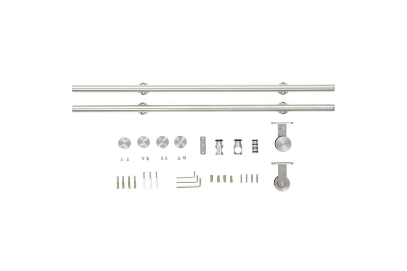 Skjutdörrsbeslag 183 cm rostfritt stål silver - Silver - Garderober & garderobssystem