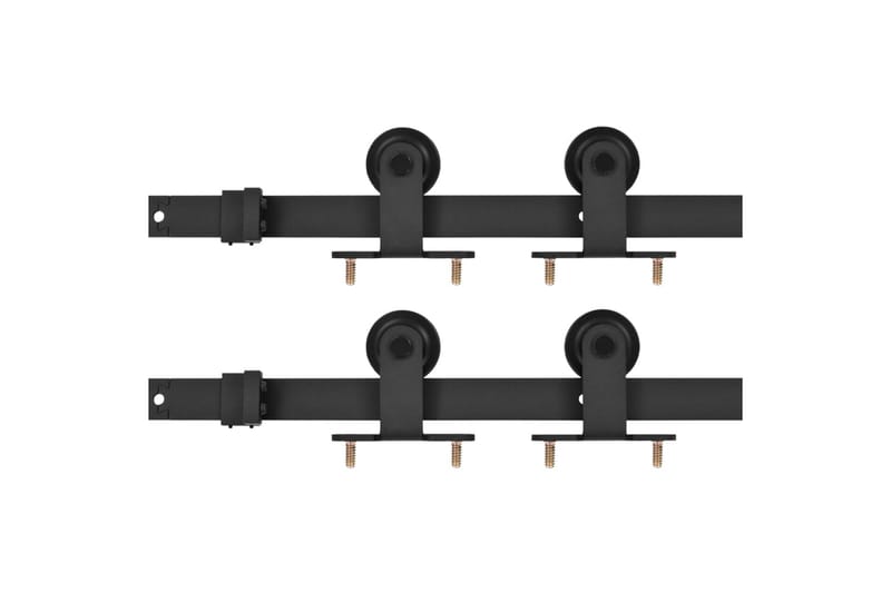 Skjutdörrsbeslag 2 st 183 cm stål svart - Svart - Garderober & garderobssystem