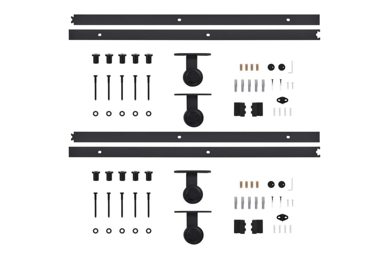 Skjutdörrsbeslag 2 st 200 cm stål svart - Svart - Garderober & garderobssystem
