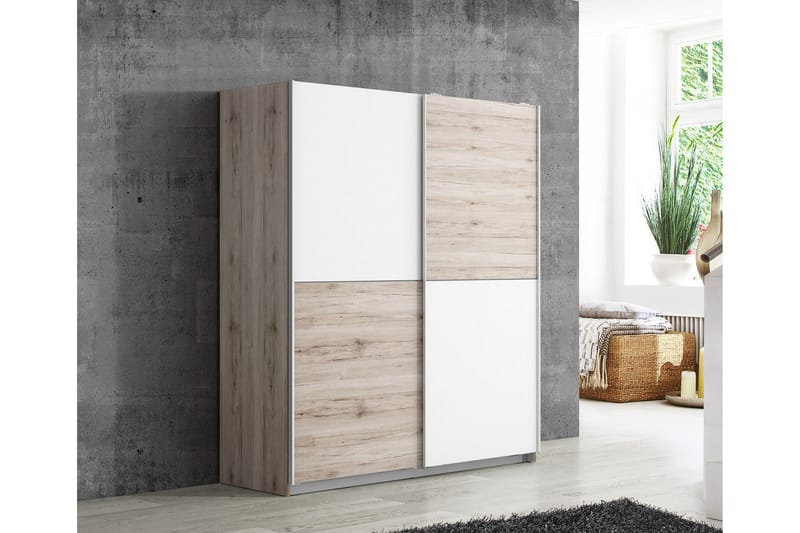 Slosser Garderob 170x191 cm - Ljusbrun - Förvaring - Sko- & klädförvaring - Garderober & garderobssystem