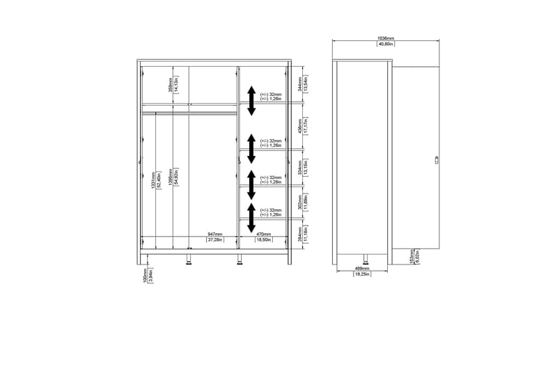 STOLFERS Garderob 58x150 cm Vit - Förvaring - Sko- & klädförvaring - Garderober & garderobssystem