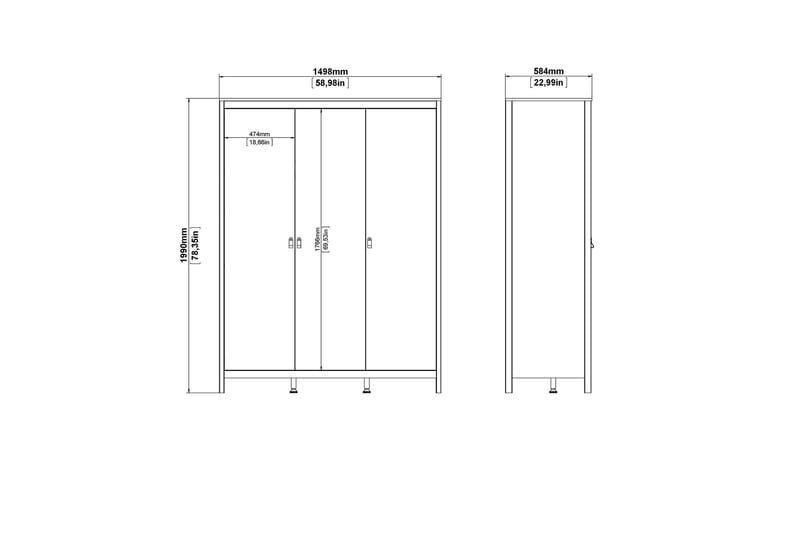 STOLFERS Garderob 58x150 cm Vit - Förvaring - Sko- & klädförvaring - Garderober & garderobssystem
