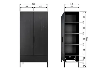 Swichor Garderob 180 cm - Svart - Förvaring - Sko- & klädförvaring - Garderober & garderobssystem