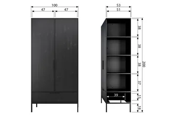 Swichor Garderob 180 cm - Svart - Förvaring - Sko- & klädförvaring - Garderober & garderobssystem