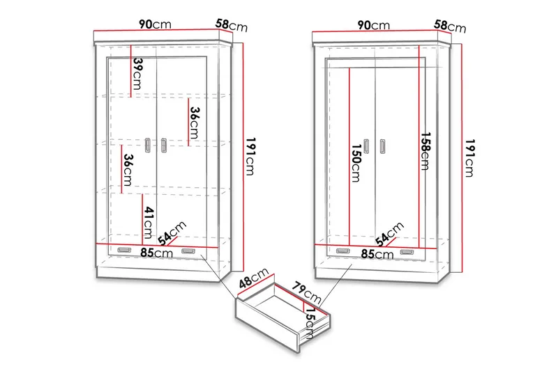 Tadeusz Garderob 90x57x190 cm - Brun - Förvaring - Sko- & klädförvaring - Garderober & garderobssystem