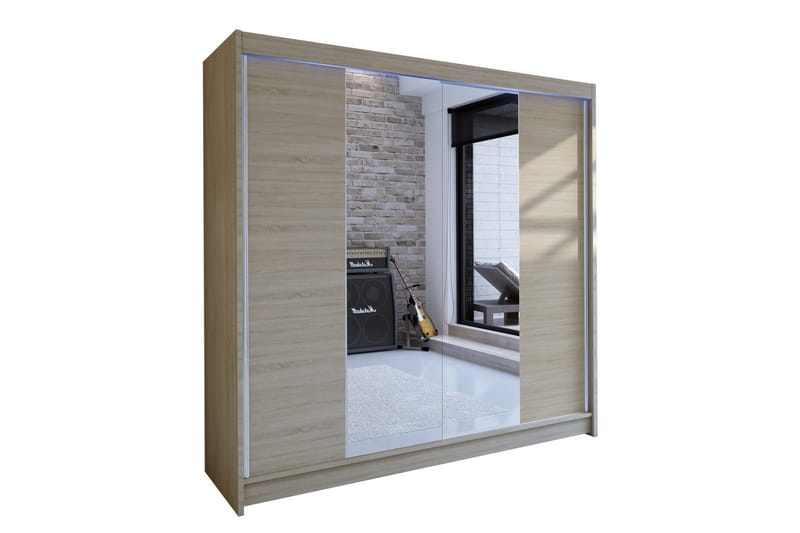 Talin Garderob 180x58x215 cm, Beige|Grå