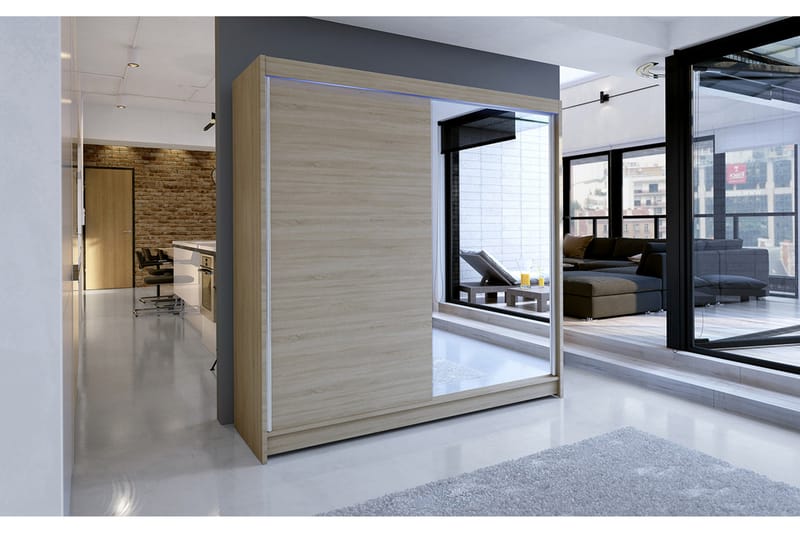 Talin Garderob 180x58x215 cm - Beige|Grå|Vit - Förvaring - Sko- & klädförvaring - Garderober & garderobssystem