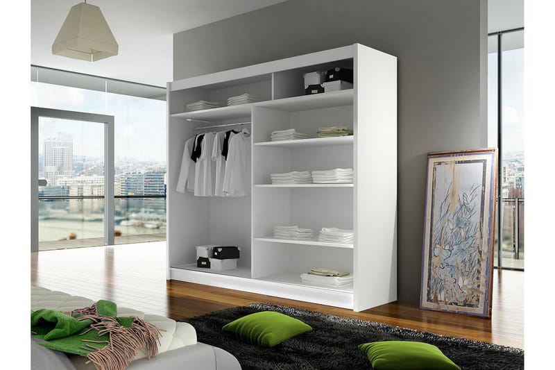 Talin Garderob 180x58x215 cm - Beige|Grå|Vit - Förvaring - Sko- & klädförvaring - Garderober & garderobssystem