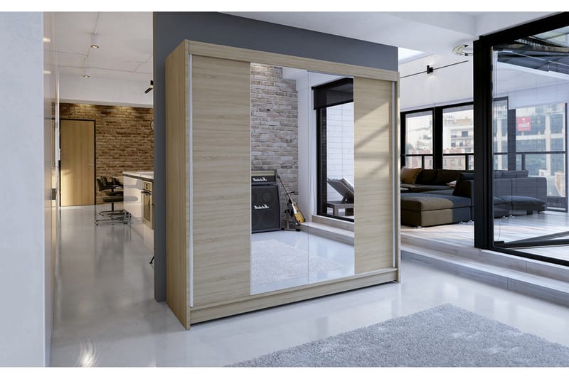 Talin Garderob 180x58x215 cm LED-belysning - Beige - Förvaring - Sko- & klädförvaring - Garderober & garderobssystem