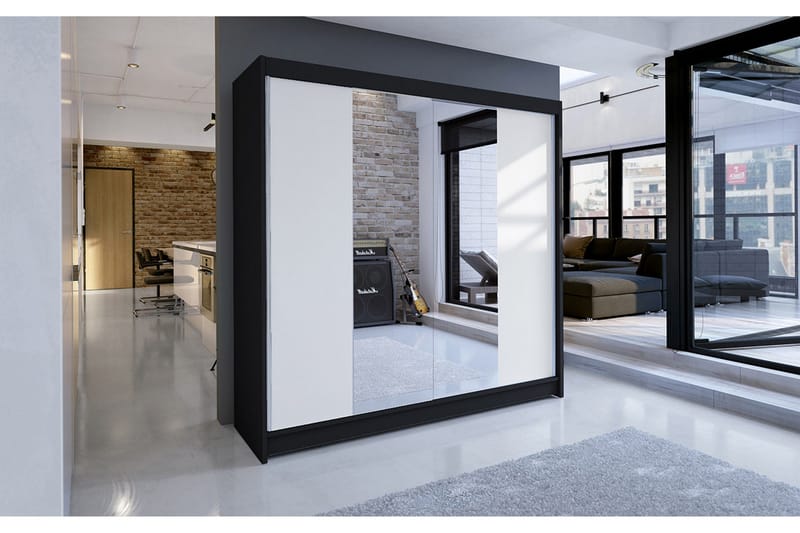 Talin Garderob 180x58x215 cm LED-belysning - Svart/Vit - Förvaring - Sko- & klädförvaring - Garderober & garderobssystem