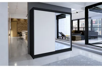 Talin Garderob 180x58x215 cm LED-belysning - Svart/Vit - Förvaring - Sko- & klädförvaring - Garderober & garderobssystem