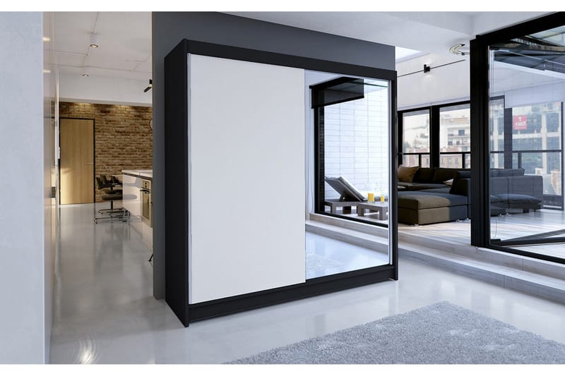 Talin Garderob 180x58x215 cm LED-belysning - Svart/Vit - Förvaring - Sko- & klädförvaring - Garderober & garderobssystem
