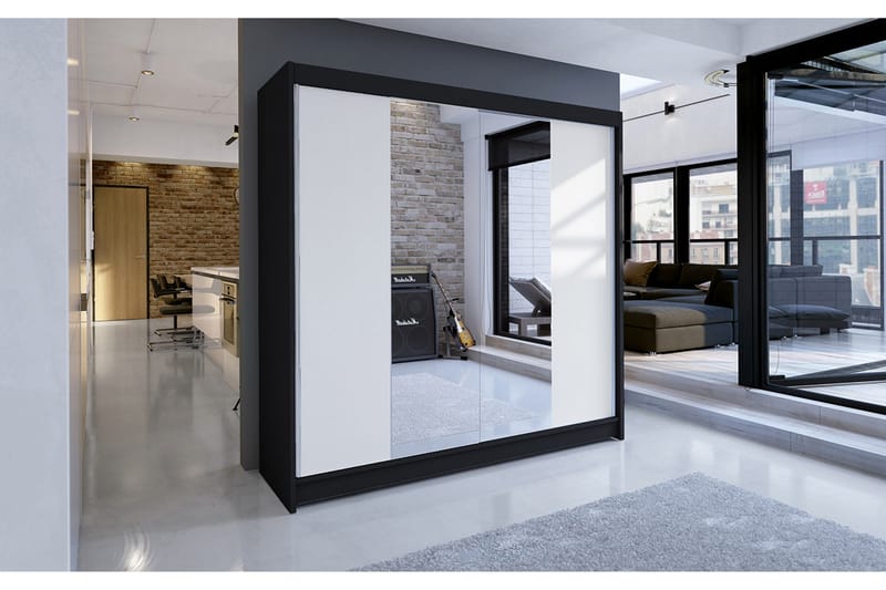 Talin Garderob 180x58x215 cm - Svart/Vit - Förvaring - Sko- & klädförvaring - Garderober & garderobssystem