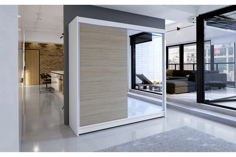 Talin Garderob 180x58x215 cm - Vit - Förvaring - Sko- & klädförvaring - Garderober & garderobssystem