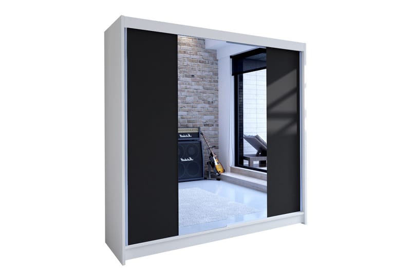Talin Garderob 180x58x215 cm - Vit/Svart - Förvaring - Sko- & klädförvaring - Garderober & garderobssystem