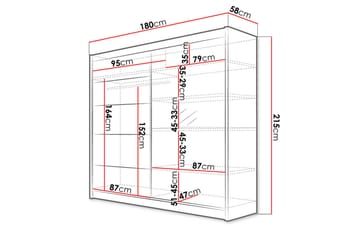 Talin Garderob 58x180 cm LED-belysning - Ek - Förvaring - Sko- & klädförvaring - Garderober & garderobssystem