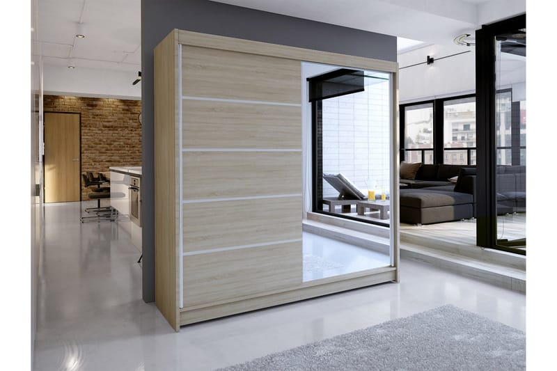 Talin Garderob 58x180 cm LED-belysning - Ek - Förvaring - Sko- & klädförvaring - Garderober & garderobssystem