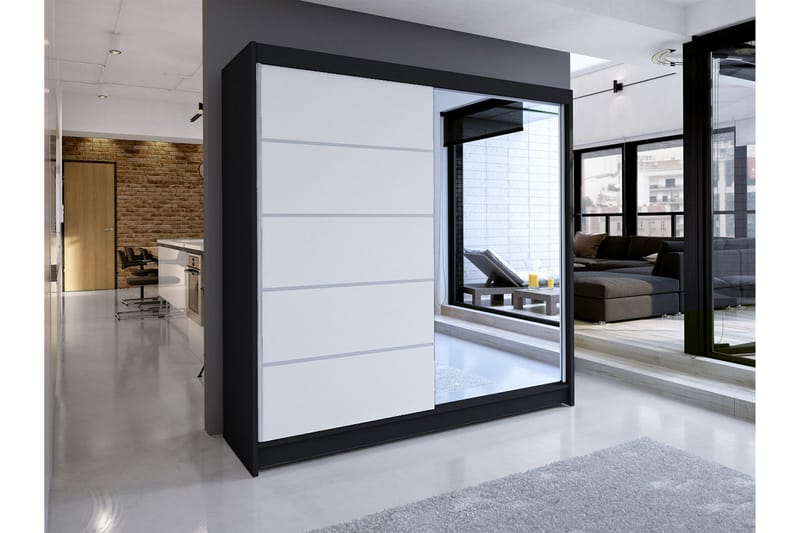 Talin Garderob 58x180 cm LED-belysning - Svart/Vit - Förvaring - Sko- & klädförvaring - Garderober & garderobssystem