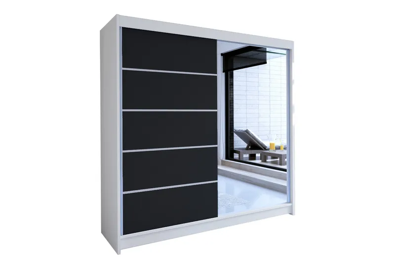 Talin Garderob 58x180 cm LED-belysning - Vit/Svart - Förvaring - Sko- & klädförvaring - Garderober & garderobssystem