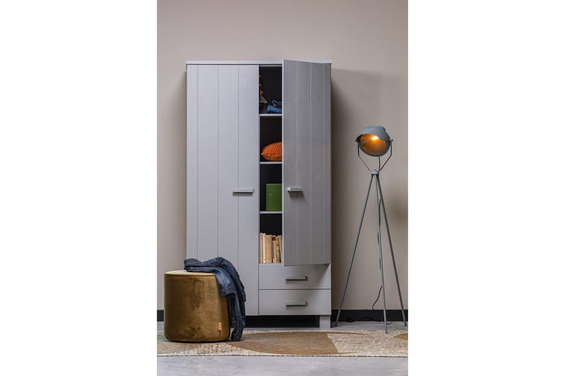 Tenney Garderob med 2 Lådor 111 cm - Grå Tall - Förvaring - Sko- & klädförvaring - Garderober & garderobssystem