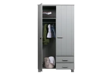 Tenney Garderob med 2 Lådor 111 cm - Grå Tall - Förvaring - Sko- & klädförvaring - Garderober & garderobssystem