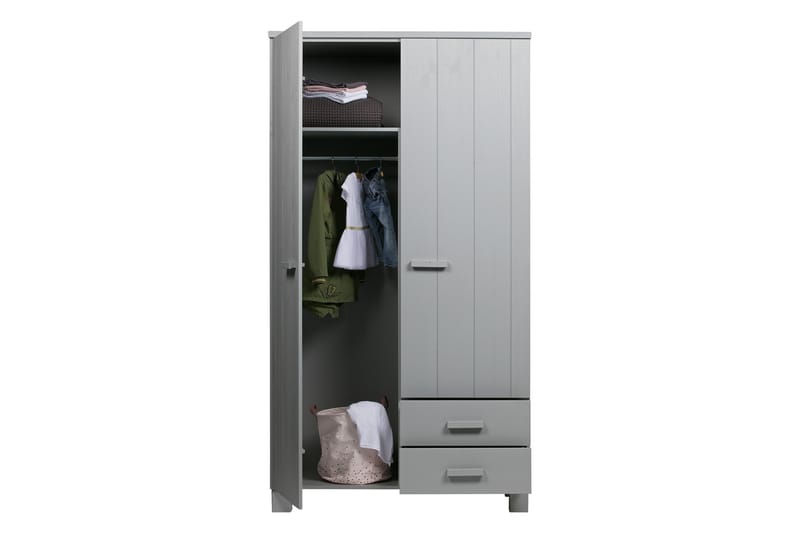 Tenney Garderob med 2 Lådor 111 cm - Grå Tall - Förvaring - Sko- & klädförvaring - Garderober & garderobssystem