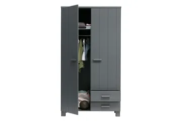 Tenney Garderob med 2 Lådor 111 cm - Stålgrå Tall - Förvaring - Sko- & klädförvaring - Garderober & garderobssystem