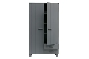 Tenney Garderob med 2 Lådor 111 cm - Stålgrå Tall - Förvaring - Sko- & klädförvaring - Garderober & garderobssystem