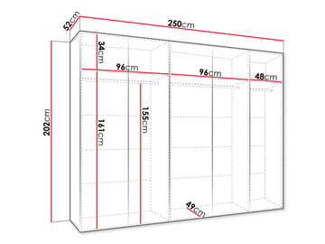 Tensa Garderob med spegel 250 cm - kashmir - Förvaring - Sko- & klädförvaring - Garderober & garderobssystem