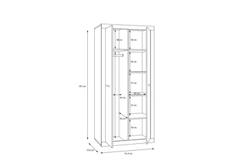 Tolovgrad Garderob 54x92 cm - Grå/Vit - Förvaring - Sko- & klädförvaring - Garderober & garderobssystem