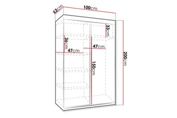 Top Garderob 100 cm i Trä med Glasdörr - Beige - Förvaring - Sko- & klädförvaring - Garderober & garderobssystem
