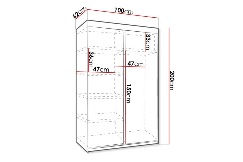 TOP Garderob 100x62x200 cm - Beige - Garderober & garderobssystem