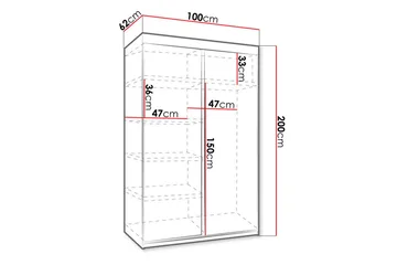 Top Garderob 100x62x200 cm - Brun/Mörk Ask - Förvaring - Sko- & klädförvaring - Garderober & garderobssystem