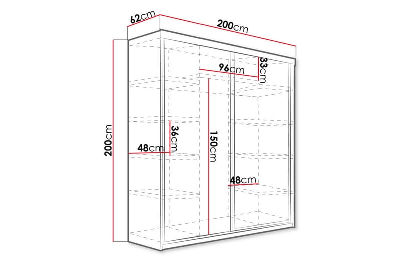 TOP Garderob 200x62x200 cm - Brun/Trä/natur - Garderober & garderobssystem