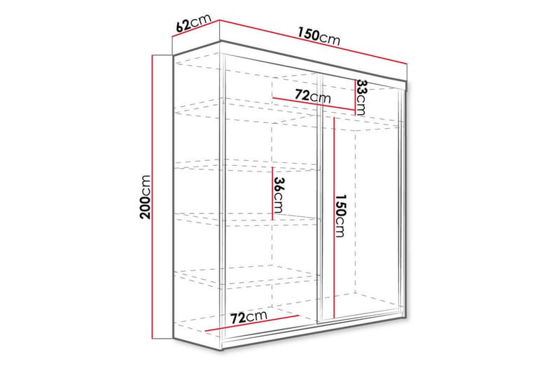 TOP Garderob 62x150 cm Mörkt askträ - Mörkt askträ - Garderober & garderobssystem