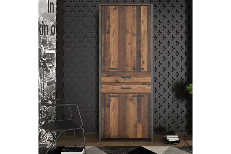 Torelles Garderob 87x221 cm - Brun/Grå - Förvaring - Sko- & klädförvaring - Garderober & garderobssystem