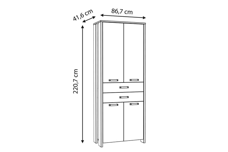 TORRAFERRE Garderob 87x221 cm Brun/Grå - Förvaring - Sko- & klädförvaring - Garderober & garderobssystem