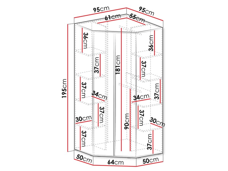 Travic Garderob 95 cm - Förvaring - Sko- & klädförvaring - Garderober & garderobssystem - Hörngarderob